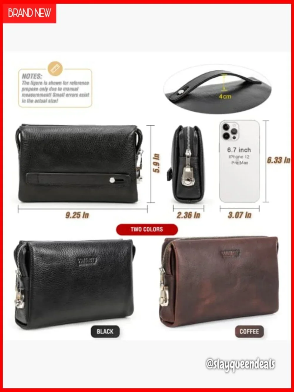 Vintage Leather Clutch Wallet with RFID Lock Retractable Strap Multi-Pocket